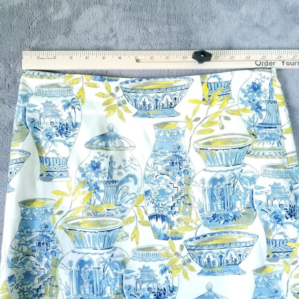 Talbots Watercolor Vases Skirt Womens Blue Cream Size 8P Petite Chinoiserie - Picture 6 of 8